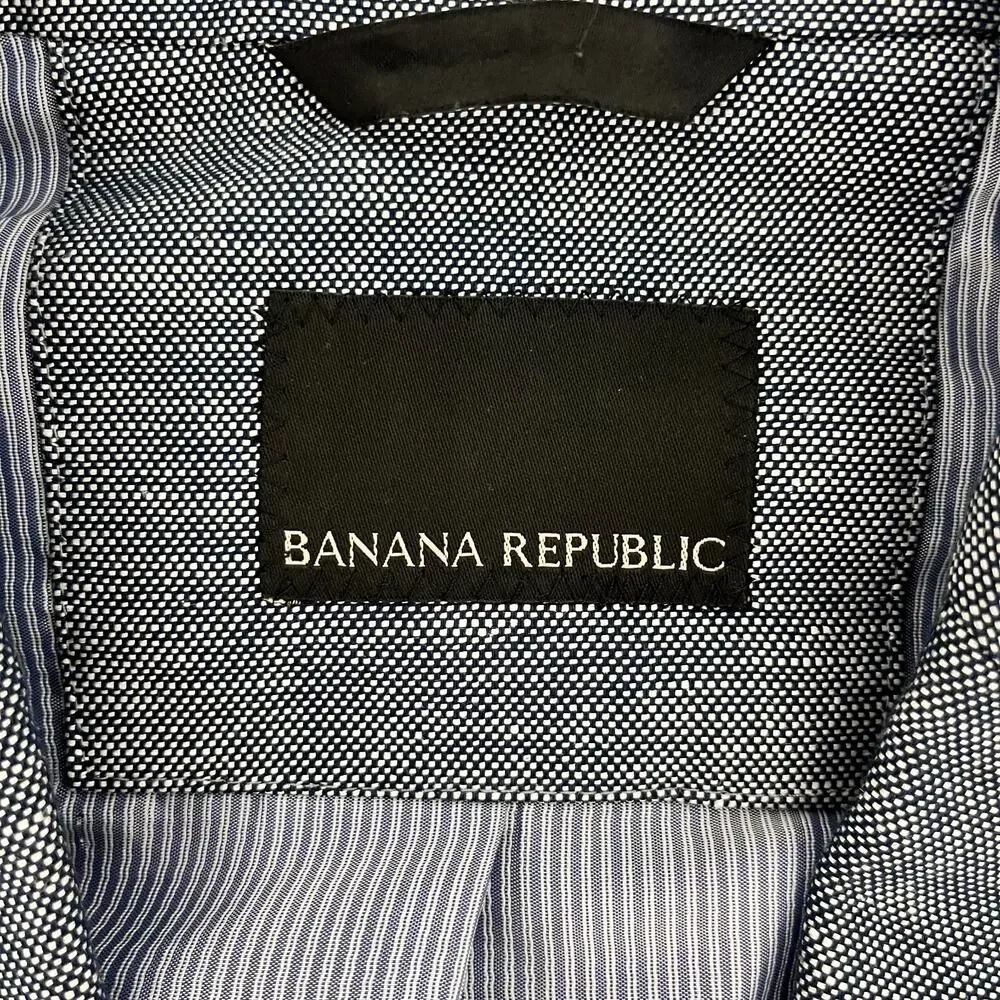 Banana Republic Mens Blazer Jacket Gray‎ 2-Button Single Breasted Long Sleeve